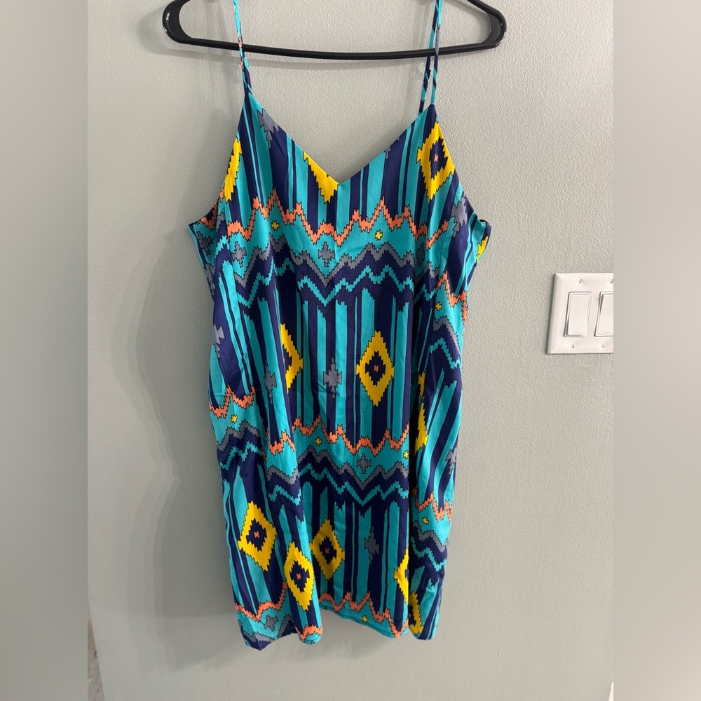 Francesca's Collections Vibrant Blue and Yellow Mini Dress